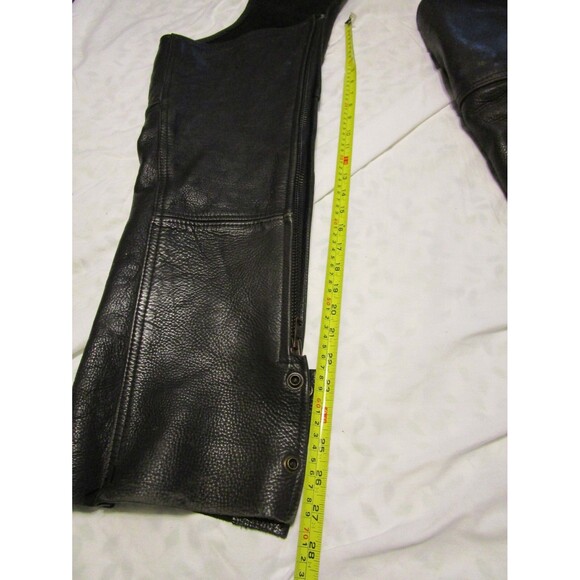 VTG US Made Co. Middleton Ma. Black Leather Motorcycle Chaps w/zipper-Sz L - Picture 8 of 10